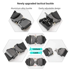Tactical Belt Training Durable Hiking Rigger Nylon Web Work Belt with Heavy Duty Quick Release Buckle  Detachable Adjustable Tactical Belts High Quality Training Hunting Accessories Security Practical Kit Duty Belt with Pocket