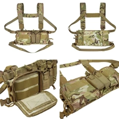 Tactical Accessories Chest Rig Pack with Magazine Pouch Nylon Tactical Chest Rig for Men Outdoors Tactical Chest Rig military Tactical Chest Rig Heavy Duty Camouflage Harness Vest Outdoor Tactical Chest Rig for Hunting