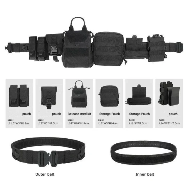 Tactical Waist Bag Comfort Tactical Belt with Pouches Hunting Equipment Polyester Wallet Waterproof Outdoor Tactical Bag Pack  Men Wear-resistant Pants Shorts Elastic Braided Stretch Men Golf Casual Jeans Belts Woven Nylon Work Tactical Belts