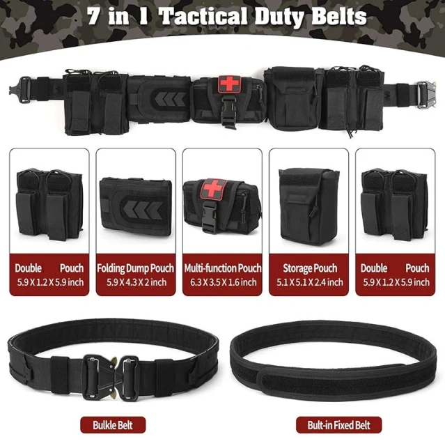 Adjustable Outdoor Quick Release Tactical Heavy Duty Belt Quick-release Buckle High Density Material Tactical Waist Belt  Premium Outdoor Hunting Gadget Pouch Waist Bag Adjustable Padded sport enthusiasts Duty Belts Tactical Utility with Holster