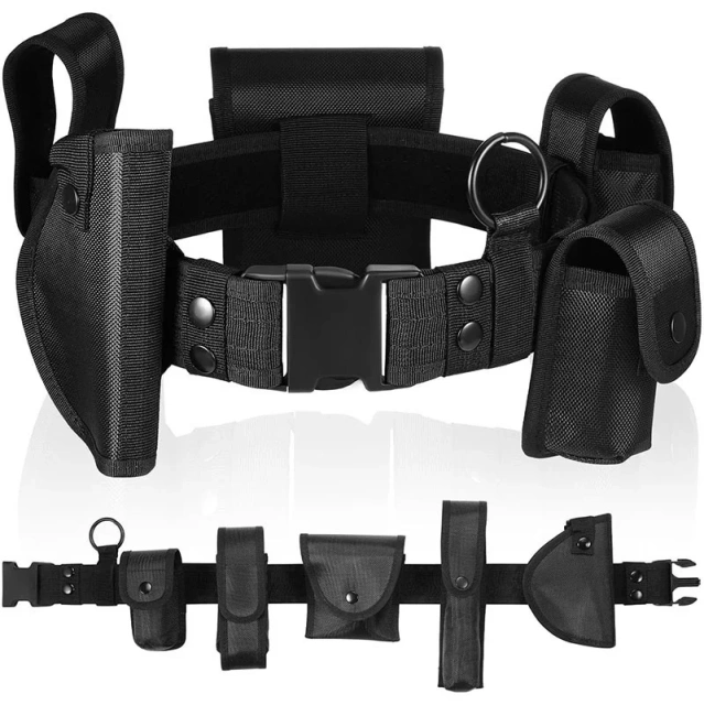 Heavy Duty Adjustable Modular Equipment Security Utility Tactical Belt with Components Pouches  Holster for Security Hunting  Multifunctional Security Belts high density Waist Pack Hunting Utility Kit Duty Belt Tactical Training Belt Pouch Holster Bag