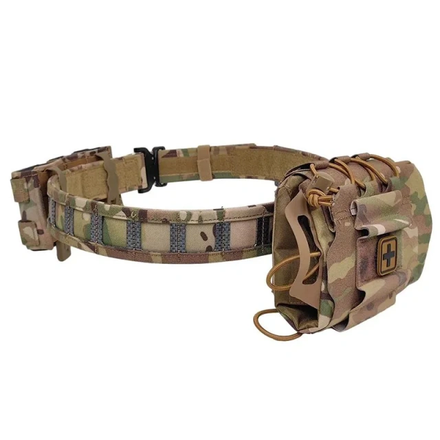 High Quality Durable Multifunctional Modular Equipment Outdoor Sport Enthusiasts Tactical Belt Hunting Belt with Medical Pouch  High Quality Men Fashionable multifunctional Tactical Belt Wear-resistant Durable Stretch Nylon Web Tactical Belt