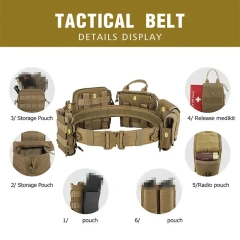 Durable Wholesale Tactical Belt with Pouches Accessories Hunting Utility Belts for Outdoor Multifunctional Tactical Belts  Wholesale Sports Training Tactical Belt Hiking Rigger Nylon Web Work Belt with Heavy Duty Quick Release Buckle