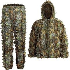 High Quality Outdoor Ghillie Suit Adult 3D Leafy Camouflage Clothing Camo Hunting Suit for Outdoor Game Ghillie Suit Outdoor Ghillie Suit Hunting Suits Pants 3D Leaf Camo Camouflage Coveralls Youth Adult Training Lightweight Clothes