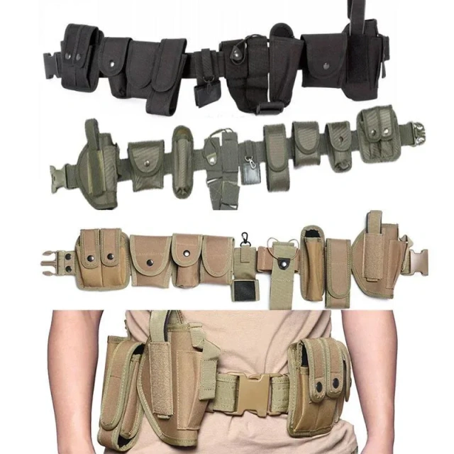 Multifunctional Security Training Belts Outdoor Tactical Training Utility Kit Duty Practical Belt with Pouch Supplies  Wear-resistant Lightweight Tactical Web Belt Casual Nylon Webbing with No Metal Buckle Tactical Training Web Belt