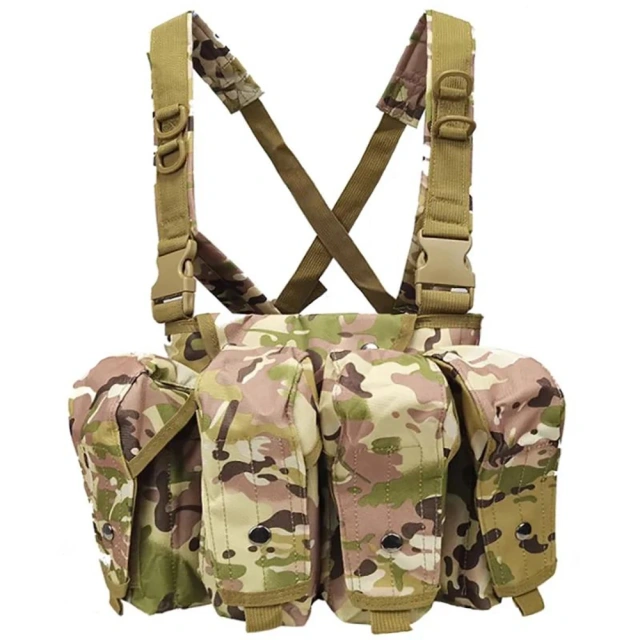 Tactical Molle Pouch Rig Chest Heavy Duty Tactical Chest Harness Vest Outdoor Protective Hunting Vest Rig Utility MOLLE Tactical Chest Rig with Pouches Tactical Chest Rig Multi-functional Tactical Chest Rig Outdoor Tactical Chest Rig