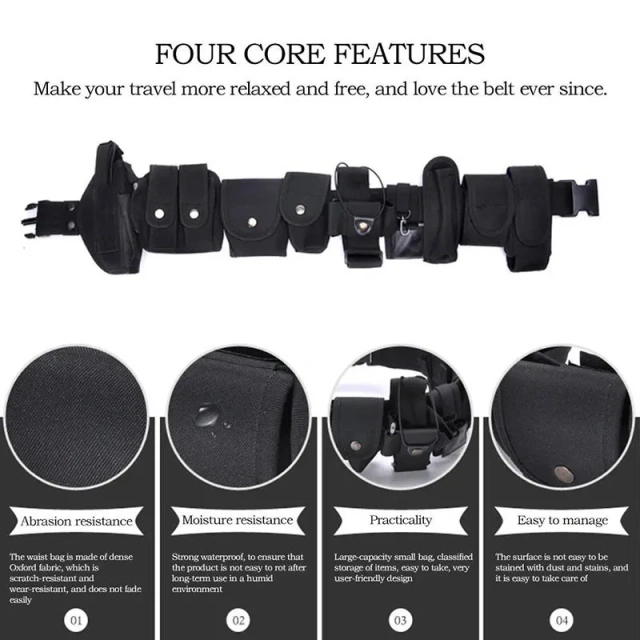 Detachable Tactical Belt Set Security Modular Equipment Multi-pockets Hip Pack for Hunting Multifunctional Tactical Nylon Belt  Durable Adjustable Training Wear-resistant Sports Reversible Ratchet Belt Nylon Web Tactical Work Belt