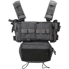 Tactical Molle Chest Rig with Mag Pouches Modular Micro Tactical Chest Rig Nylon Tactical Vest for Hunting Training Customized Tactical Chest Rig Equipment Gear Camo Tactical Vest Rig Heavy Duty Tactical Chest Harness MOLLE Rig