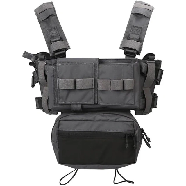 Tactical Molle Chest Rig with Mag Pouches Modular Micro Tactical Chest Rig Nylon Tactical Vest for Hunting Training Customized Tactical Chest Rig Equipment Gear Camo Tactical Vest Rig Heavy Duty Tactical Chest Harness MOLLE Rig