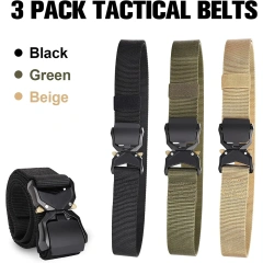 Wholesale Wear-resistant Tactical Belt Casual Men's Nylon Web Work Heavy Duty Quick Release Buckle Work Belt  Outdoor Premium Detachable Camping and Everyday Use Duty Belt Rig Kit Tactical Duty Belt Handcuff Case Radio Holder Belts