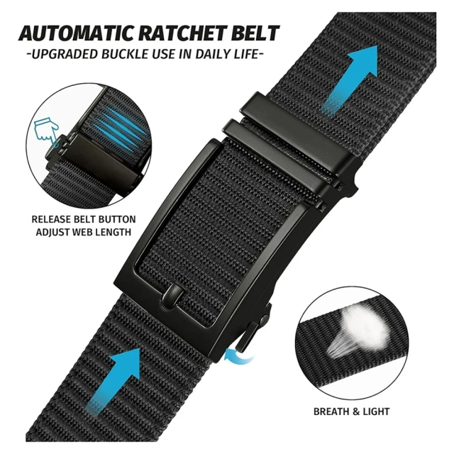 Ratchet Belts Men Casual Golf Web Belt Jeans with Automatic Adjustable Buckle Tactical Nylon Men Waist Belt  Multi-functional sport enthusiasts outdoor Nylon Tactical Waist Utility Duty Belt with Quick Detach Metal Buckle
