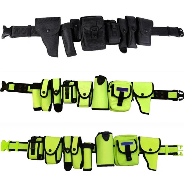 Camping Lightweight Practical Multifunctional Tactical Hunting Belt Security Duty Belt With Holster Flashlight Pouch Sets   Durable Waterproof Training Canvas Web Belt Metal Double Buckle Men Women Casual Cloth Tactical Belt