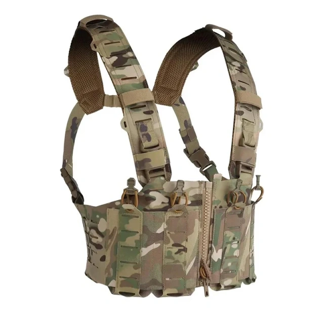 Customized Lightweight Tactical Chest Rig MOLLE Hunting Vest Quick Release Tactical Chest Rig With Magazine Pouch Customized Tactical Chest Rig for Hunting Adjustable Tactical Chest Rig Bag Heavy Duty Tactical Harness Vest Rig Bag