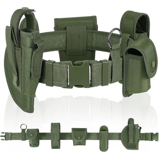 Fashionable Modular Equipment Security Utility Tactical Belt with Components Pouches Bags Holster for Security Hunting   Wholesale Durable multifunctional Tactical Security Duty Belt Multifunctional Holster Flashlight Pouch Utility Kit Belts