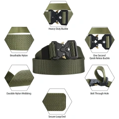 Adjustable Training Nylon Web Work Rigger Belts with Heavy Duty Quick Release Buckle Tactical Belt  Adjustable Multifunctional Camping Quick-release Buckle Training Belt Set with Tactical Holster Adjustable Belt Hunting