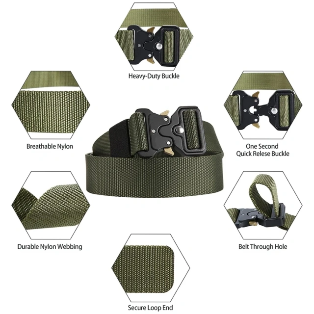 Adjustable Training Nylon Web Work Rigger Belts with Heavy Duty Quick Release Buckle Tactical Belt  Adjustable Multifunctional Camping Quick-release Buckle Training Belt Set with Tactical Holster Adjustable Belt Hunting