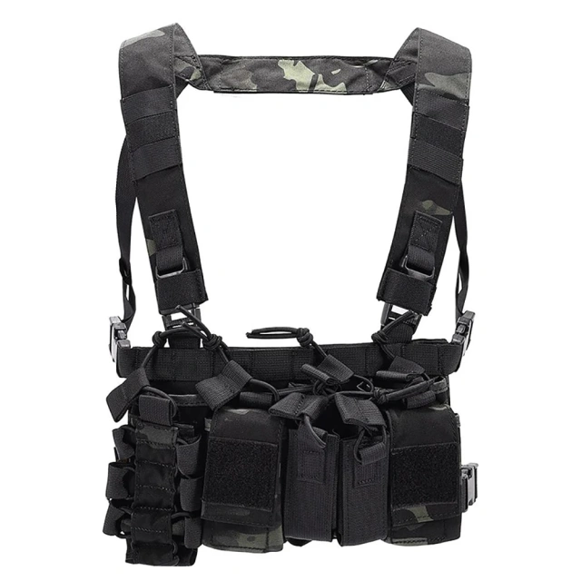 Field Equipment Tactical Chest Rig Vest with Mag Pouches Camouflage Tactical Chest Rig Multi-function Tactical Chest Rig military Training Chest Rig with Mag Pouch High Quality Tactical Chest Rig Molle Pouches Tactical Training Vest