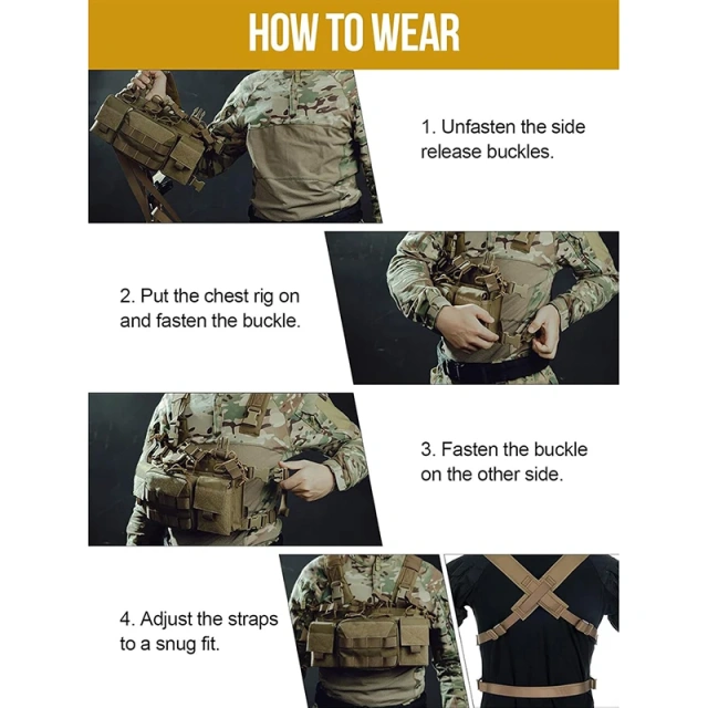 Factory Direct Sales Utility Tactical Vest Chest Rig Tactical MOLLE Chest Rigs with Pouch Tactical Vest for Hunting Training Chest Rig Tactical Molle Chest Rig Adjustable Detachable Training Modular Vest with Mag Pouch Training Micro Chest Rigs