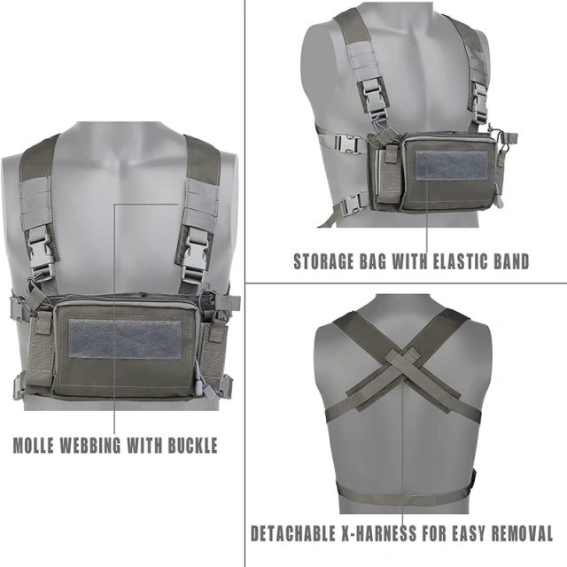 Customized Good Quality Camouflage Tactical Vest Outdoor Tactical Vest for Hunting Heavy Duty Tactical Chest Rig Customized Outdoor Chest Rig Tactical Vest for Training Camouflage Hunting Molle Mag Pouches Tactical Chest Rig Bag