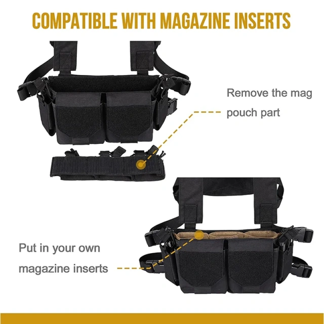 Custom Camouflage Equipment Tactical Vest Chest Rig Adjustable Detachable Training Molle Chest Rigs Tactical Chest Mini Rig Multifunctional Adjustable Tactical Vest with Mag Pouches Outdoor Tactical Chest Vest
