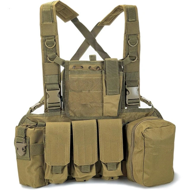 Hot Selling Tactical Vest Outdoor Adjustable Tactical Chest Rig with Pouches Training Chest Rig for Hunting High Quality Camouflage Tactical Vest Chest Rig With Mag Pouch Multi-function Molle Tactical Chest Rig Vest
