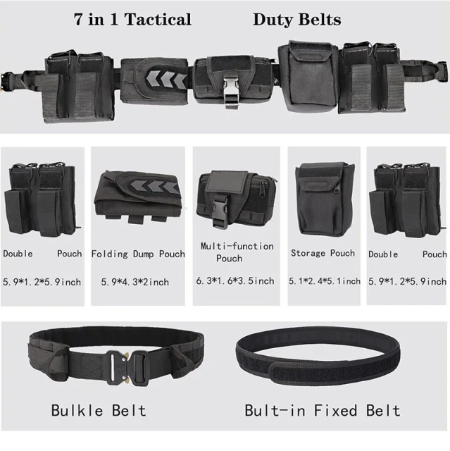 Quick-release Buckle Adjustable Tactical Belt with Accessories Camping and Everyday Use Mountaineering High Duty Belts  Mountaineering Versatile Security Tactical Modular Equipment System Molded Duty Belt Set Work Hunting Training Tactical Belts