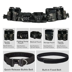 Premium Durable Tactical Belt with Quick Release Accessory Pouches Detachable and Adjustable Duty Belt with Heavy-duty Buckle  Breathable Men Casual Adventure Ranger Belts Heavy Duty Elastic Webbing Non-Metal Travel Friendly Buckle Tactical Belt