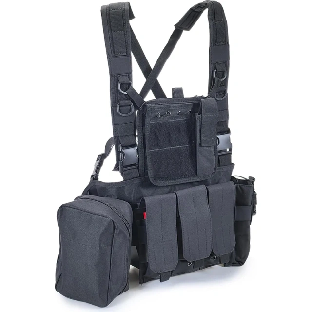 Tactical Equipment Gear Vest Outdoor Adjustable Chest Rig with Pouches Heavy Duty Tactical Rig Hunting Vest Customized Outdoor Tactical Vest Rig Pack Camouflage Tactical Chest Backpack Heavy Duty Tactical Rig for Chest