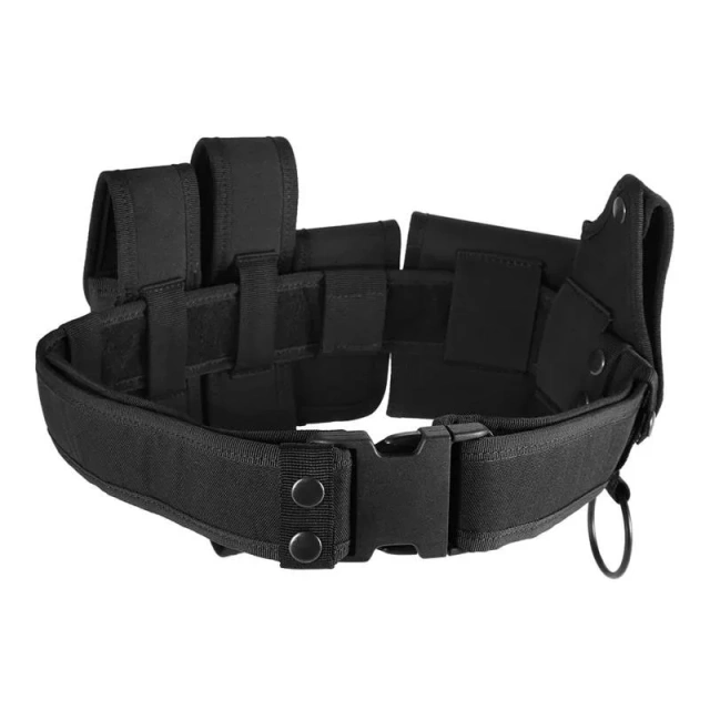 Adjustable Heavy Duty Utility Belt Quick-Release Belts with Pouch for Tactical Security Tactical Accessory Security Belt  Durable Wear-resistant Hiking Rigger Nylon Web Work Belt with Heavy Duty Quick Release Buckle Tactical Belt