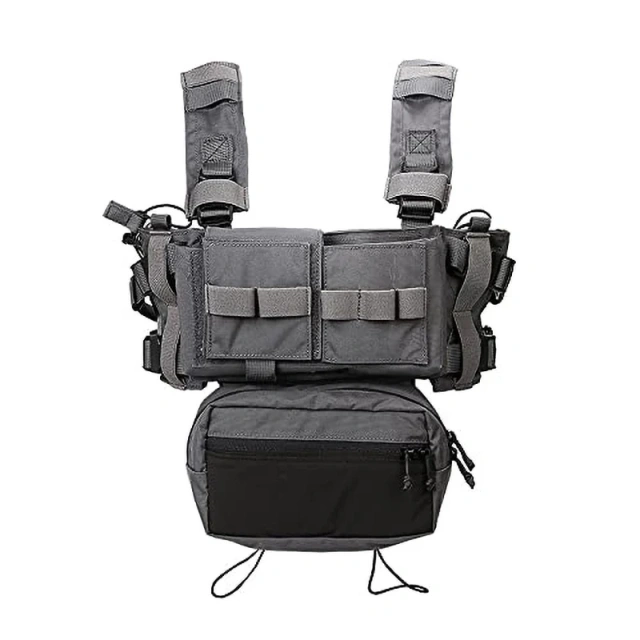 Woodland Tactical Modular Chest Rig Vest for Training Tactical Modular Vest With Mag Pouch Tactical Micro Chest Rigs Hot Sale Tactical Chest Rig for Outdoor Tactical Camouflage Chest Rig Heavy Duty Molle Tactical Chest Rig Vest