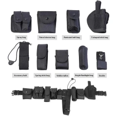 Wholesale Multifunctional Wear-resistant Tactical Security Duty Belts Holster Flashlight Pouch Sets Utility Kit Belt Duty Belt  Durable Wear-resistant Lightweight Sports Tactical Belt Adjustable Training Quick Release Nylon Belt