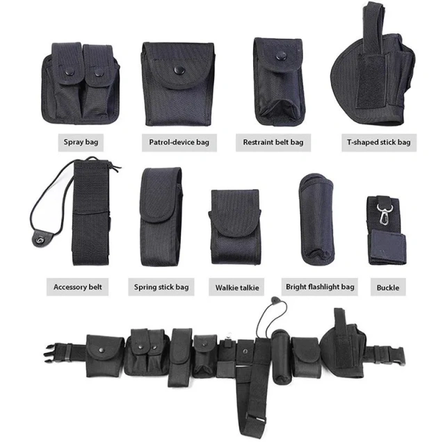 Wholesale Multifunctional Wear-resistant Tactical Security Duty Belts Holster Flashlight Pouch Sets Utility Kit Belt Duty Belt  Durable Wear-resistant Lightweight Sports Tactical Belt Adjustable Training Quick Release Nylon Belt