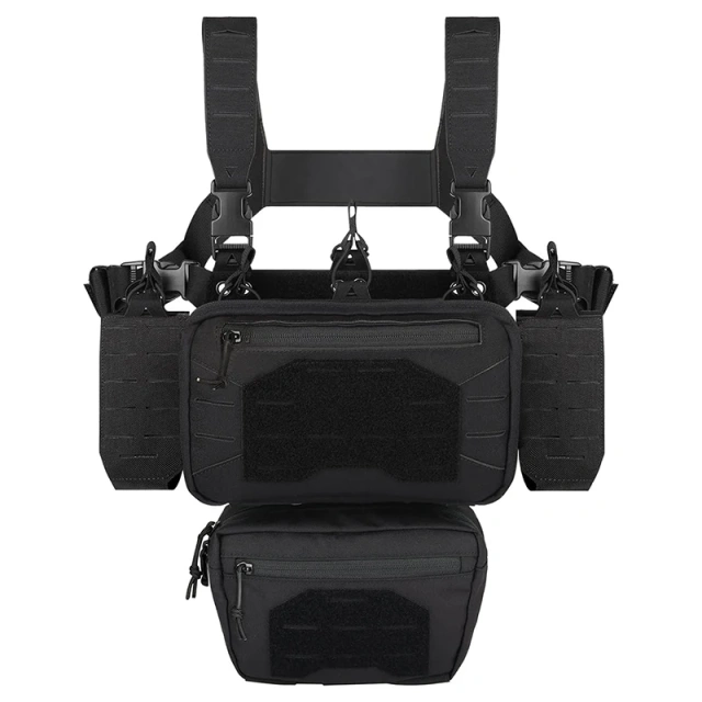 Training Chest Rig Tactical Molle Chest Rig Adjustable Detachable Training Modular Vest with Mag Pouch Good Quality Tactical Chest Rig Bag for Outdoor Elastic Tactical Chest Rig with Mag Pouch Tactical Vest Chest Rig