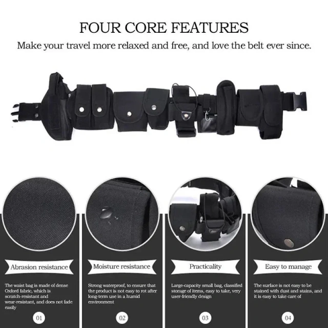 Lightweight Tactical Flashlight Pouch Sets Multifunctional Utility Kit Belt Duty Belt Security Duty Belts With Tool Pouches  Men multifunctional Hiking Rigger Nylon Web Work Belt with Heavy Duty Quick Release Buckle Tactical Belts