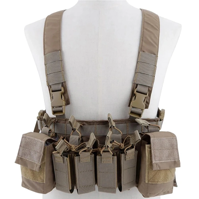 Hunting Equipment Camouflage Carrier Chest Rig Tactic Carrier Chest Rig with Magazine Pouch Tactical Chest Harness Vest military Outdoor Sports Gear Tactical Molle Vest Pouch Bag Carrier Heavy Duty Camouflage Tactical Chest Rig