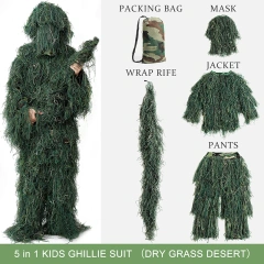 Adult Camouflage Ghillie Suit Hunting Camouflage Clothing Windproof Breathable Jungle Tactical Camouflage Clothing Factory Wholesale Price Camouflage Hunting Suit Breathable Ghillie Suit Hunting Clothing for Adult