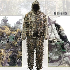 Ghillie Suit 3D Leafy Camo Quick Drying Hunting Gilly Gillies Suits for Men Leaf Camouflage Jungle Hunting Suits Jungle Hunting Camo Ghillie Suit 3D Leaf with Zippers and Pockets Lightweight Breathable Outdoor Hunting Camouflage Clothing