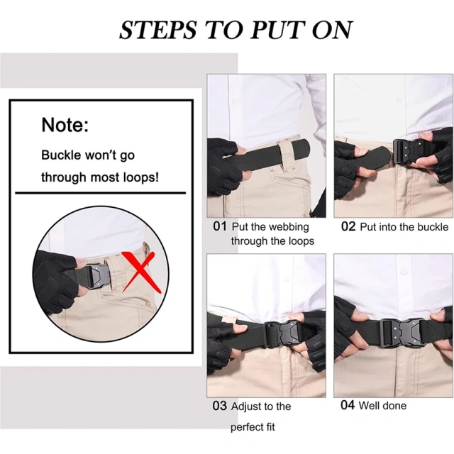 Waterproof Training Multifunctional Quick Release Wear-resistant Tactical Belt Work Nylon Web Hiking Belt  Adjustable Training Tactical Belt Belt with Heavy Duty Quick Release Buckle Riggers Nylon Work Belts