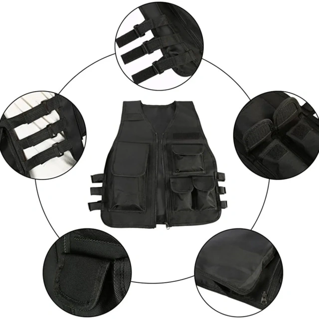 High Quality Customized Children Training Vest for Hunting Nylon Assault Training Vest Protective Thickened Tactical Vest  Training Cross Draw Vest Wear-resistant Lightweight stab-proof Sports Training vest