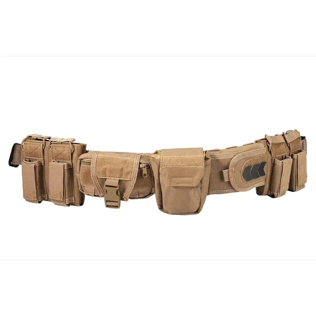 Durable Outdoor Tactical Belt with Accessories Fashionable Duty Belts High Density Material Wear-resistant Tactic Waist Belt  Wear-resistant Outdoor Lightweight Canvas Web Belts Solid Color Casual Double Hole Grommet Tactical Belt