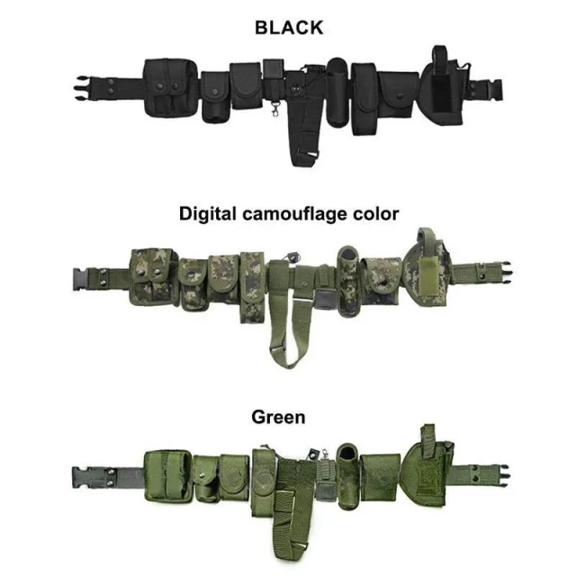 Adjustable Tactical Training Security Duty Belts Multifunctional Flashlight Pouch Sets Utility Belt Hunting Oxford Cloth Belt  Heavy Duty Wear-resistant Lightweight Metal Buckle Durable Tactical Belts Men Nylon Web Tactical Belt