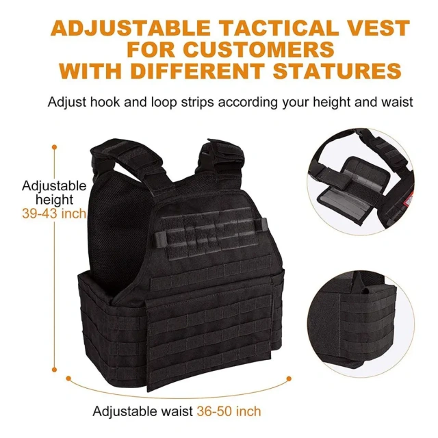 600D Polyester Training Vest Lightweight Outdoor Assault Training Vest Adjustable Breathable Training Vest for Adults  Training outdoors Breathable Vest Adjustable Assault Training Paintball Vest Triple high-quality Training durable adjustable Vest