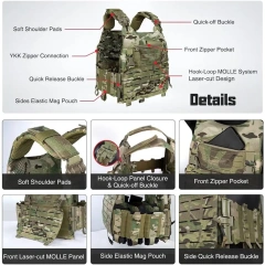High Quality Tactical Sport Durable Vest Hunting Training Outdoors Breathable Outdoor Sports Camping Tactical Vest  Adjustable Workout Vest Men and Women multifunctional Designed Endurance Strength Training Weight Vest