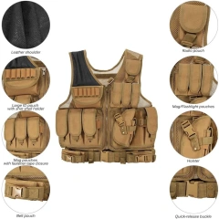Wholesale Customized Outdoors Training Hunting Vest Breathable Tactical Vest Adjustable Assault Multifunctional Training Vest  Training outdoors Breathable Vest for Outdoor Hunting Assault Training 600D encrypted Nylon Fabric