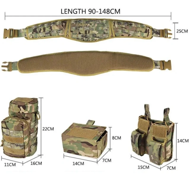 Premium Universal Hunting Gadget Pouch Multifunctional Waist Bag Adjustable Padded Duty Belt Tactical Utility with Holster  Adjustable Wear-resistant Training durable Quick Release Tactical Work Nylon Web Golf Belt with Heavy Duty Seat belt