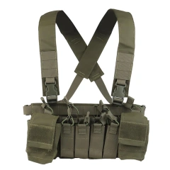 Lightweight Tactical Carry Chest Rig Multifunctional Tactical Chest Hanging Vest with Pouch Hunting Accessories Harness Tactical Rig Vest Heavy Duty Camo Tactical Rig Multipurpose Tactical Chest Rig