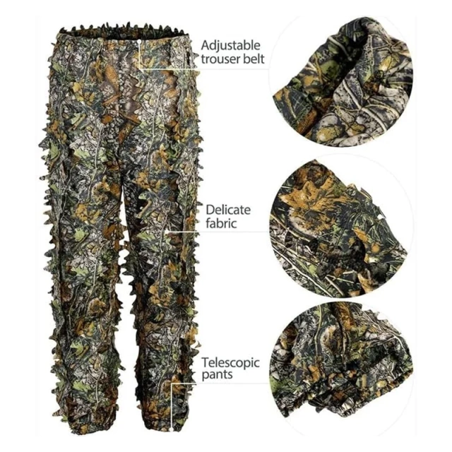 Outdoor Woodland and Halloween 3D Leafy Camo Men Camouflage Suits Hunting Ghillie Suits Lightweight Gear Hunting Clothes Comfortable Ghillie Suits Outdoor Camouflage Suit Hunting Camouflage Outdoor Jungle Games and Halloween Practical Ghillie Suit