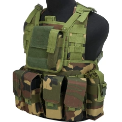Best Selling Woodland Tactical Vest Chest Bag Multifunctional Tactical Chest Rig Outdoor Hunting Vest Chest Rig Nylon Tactical Molle Chest Rig with Mag Pouches Modular Micro Tactical Vest for Hunting Training