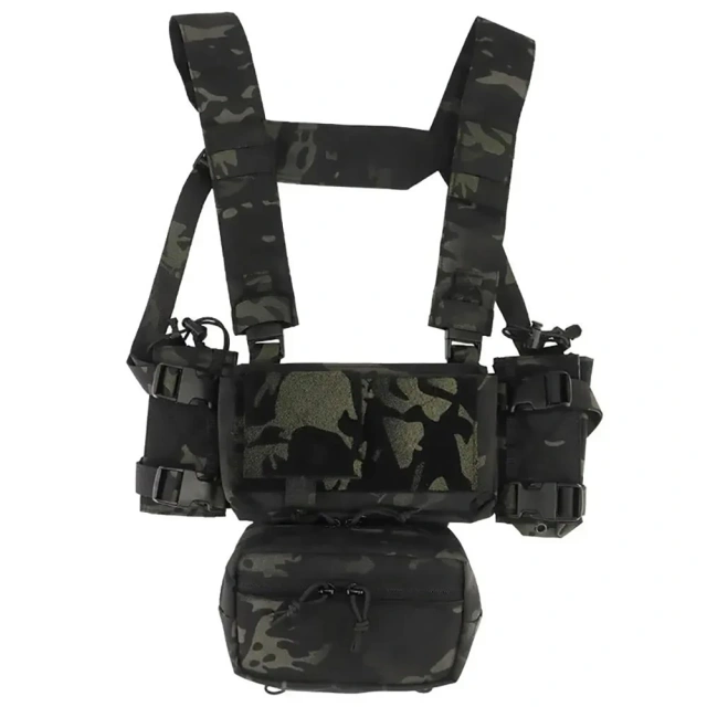 Best Selling Tactical Micro Gear Chest Rig Bags with Mag Pouch Tactical Camouflage Chest Rig Hanging Tactical Chest Rig Wholesale Tactical Molle Chest Rig Heavy Duty Tactical Vest Rig Camouflage Tactical Chest Rig Training Vest for Outdoor
