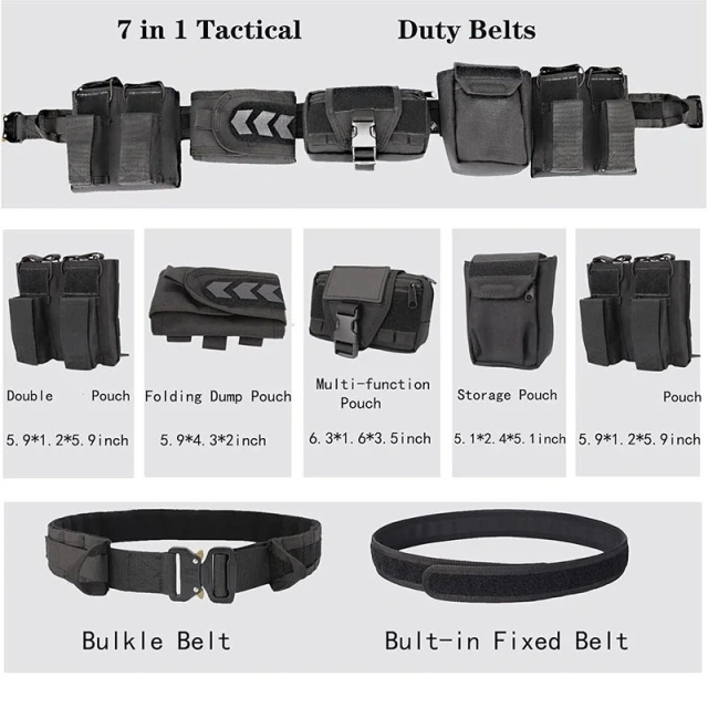 Durable Outdoor Tactical Belt with Accessories Fashionable Duty Belts High Density Material Wear-resistant Tactic Waist Belt  Wear-resistant Outdoor Lightweight Canvas Web Belts Solid Color Casual Double Hole Grommet Tactical Belt